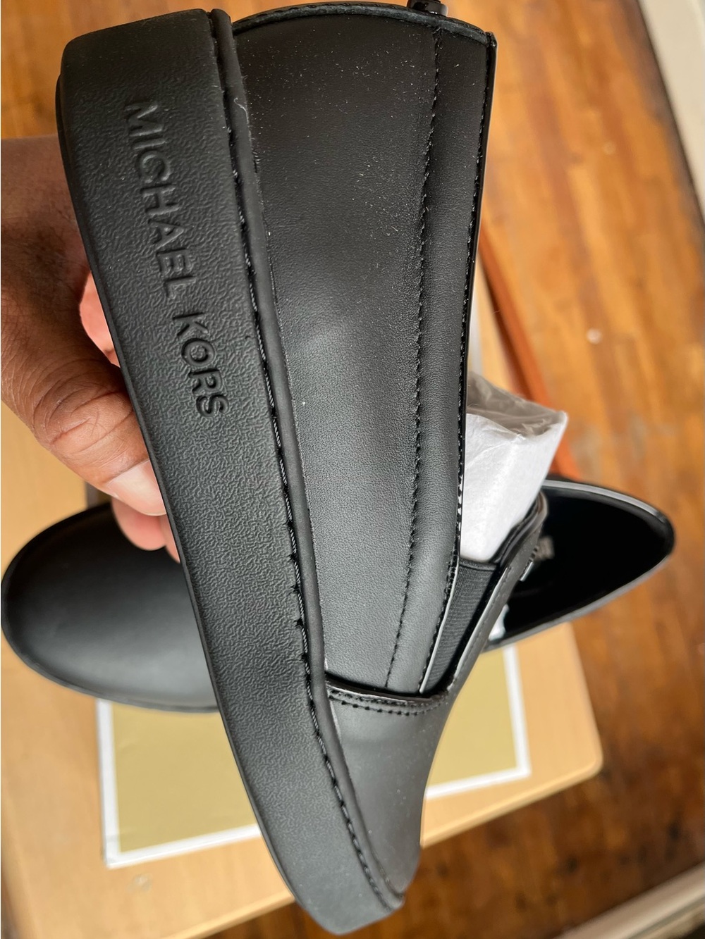 Michael Kors Keaton Black Leather Slip-On Loafers 9.5 - Picture 5 of 11
